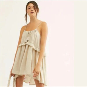 Free People FP BEACH Boho Tassel Rosalind Ruffle Tunic Dress